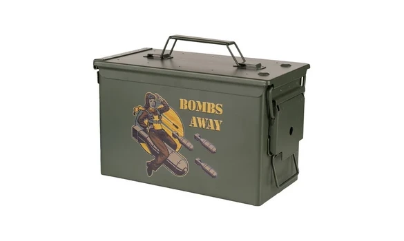 Metal bomb ammunition crate