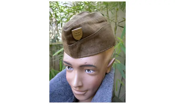 Military forage cap with badge